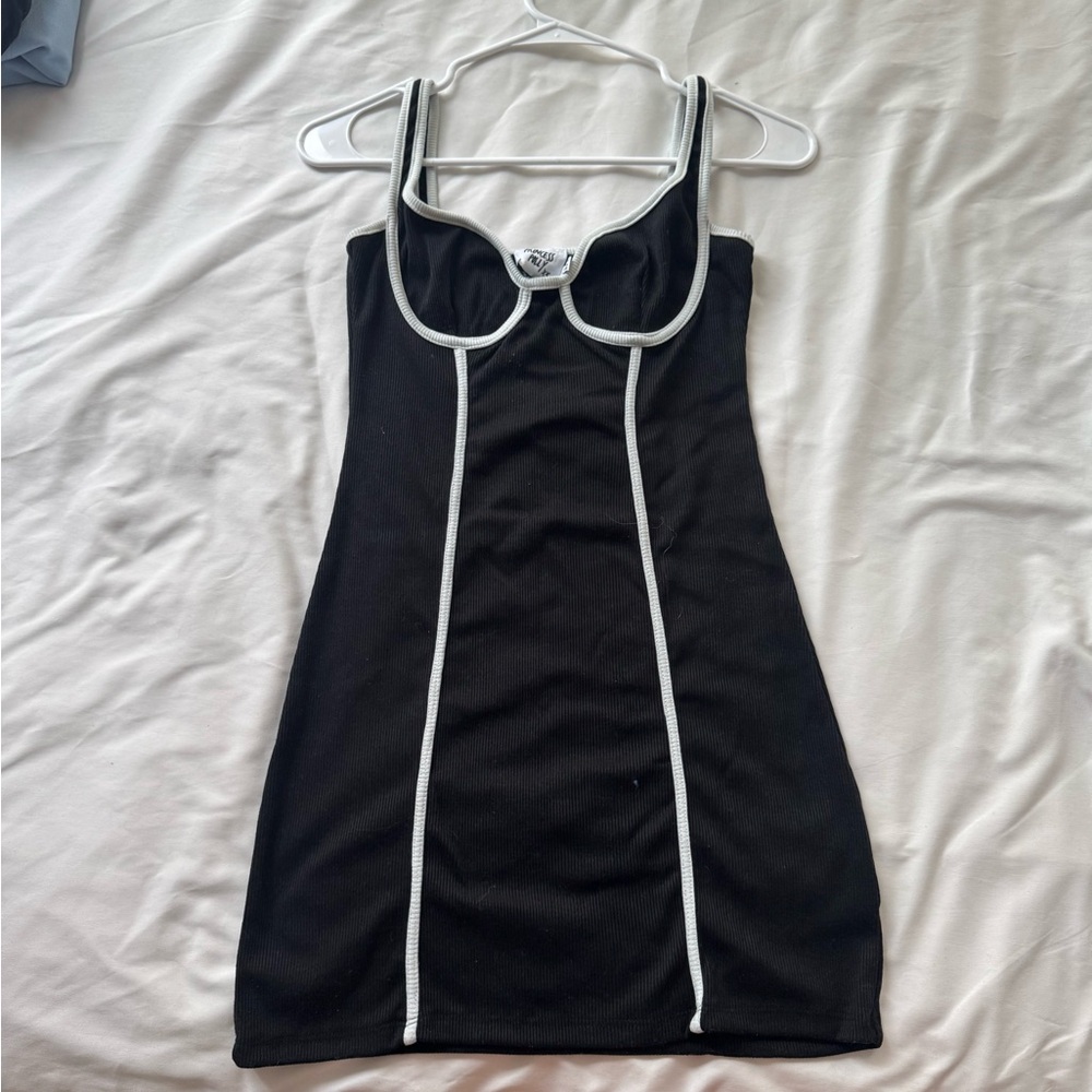 Princess Polly Mini Dress in Black with White Trim